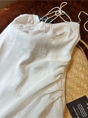 Lulu's White Floral Jacquard Slip Dress